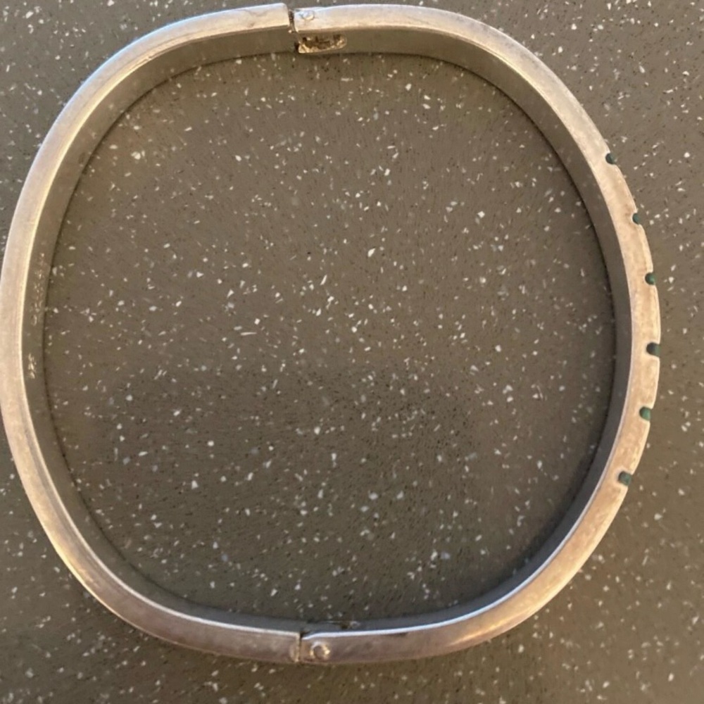 Mexico 925 Silver Rectangular Hinged Bracelet Wit… - image 3